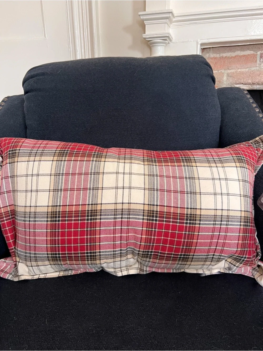 Lauren Ralph Lauren Tartan Plaid Cotton Lumbar Pillow Down Filled 27” x 16” NWOT